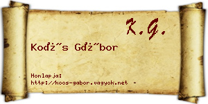 Koós Gábor névjegykártya